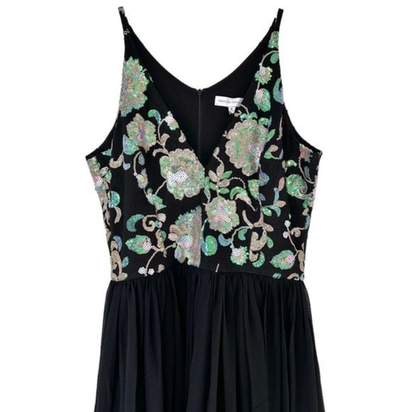 Dress The Population Adriana Sequin Bodice Floral V Neck Gown Size XL NWT - Picture 3 of 12